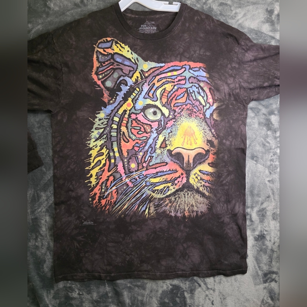 The Mountain Mens 2XL Rainbow Tiger Dark Gray Tie Dye Long  Sleeve T- Shirt